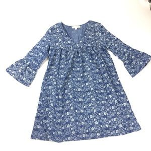Painted threads blue babydoll short dress